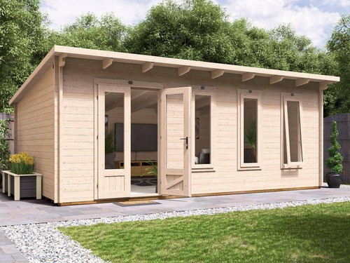 Log cabin garden office - garden, 6x4m