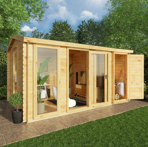 15x10 log cabin side - side, shed
